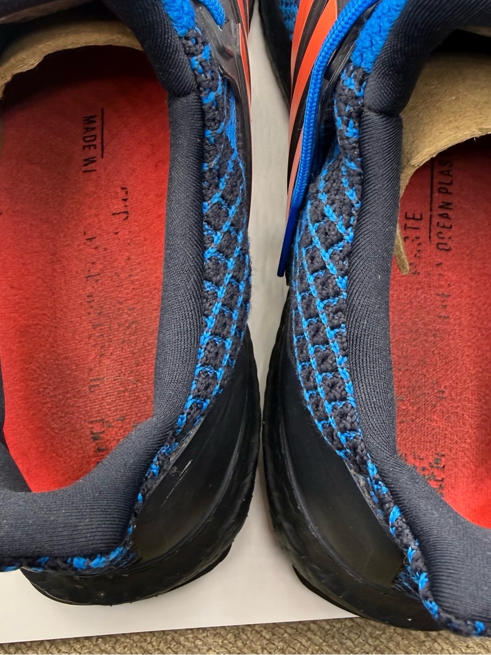 adidas Blue and Orange Knit Running Shoes - Picture 7 of 12